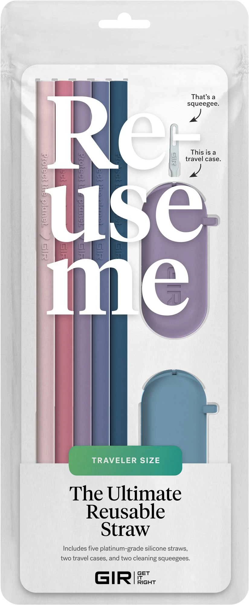 GIR-Get It Right GIR Traveler Silicone Straw 5-Pack For Unisex Dusk 2 GIR-Get It Right GIR Traveler Silicone Straw 5-Pack For Unisex Dusk - Image 2