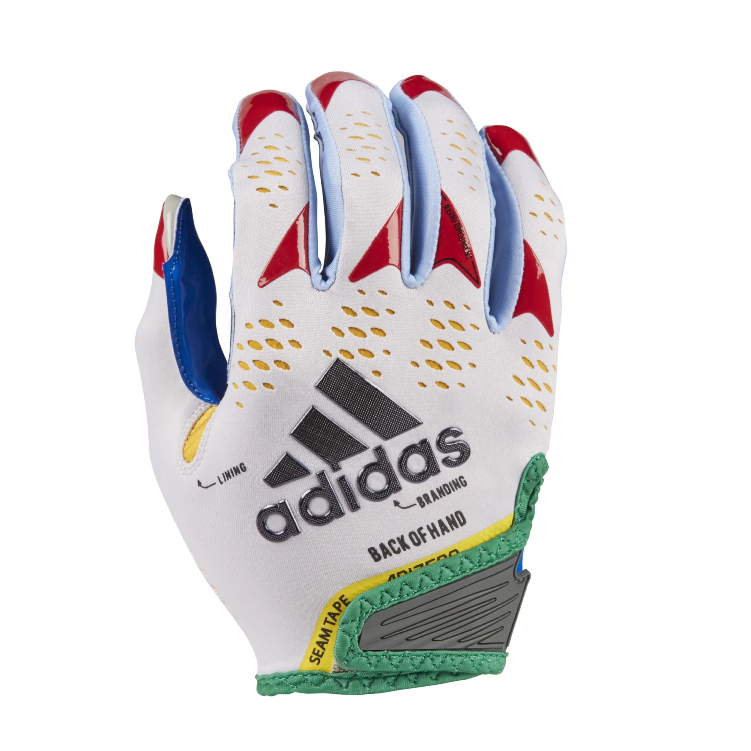 Adidas Adizero 12 Football Gloves For Women White/blue/red 1 Adidas Adizero 12 Football Gloves For Women White/blue/red