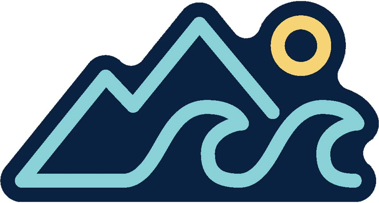 Stickers Northwest Mountains, Wave, Sun Sticker For Unisex 1 Stickers Northwest Mountains, Wave, Sun Sticker For Unisex