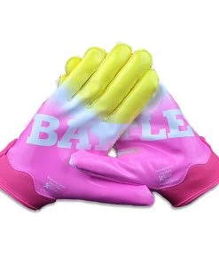Battle Youth Doom Gradient Football Receiver Gloves For Boys' Neon Yellow