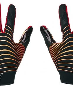 football Sales 2022 43 Under Armour Adult Blur LE Receiver Gloves For Men Black/red/gold