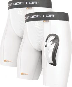 Shock Doctor Adult 2-Pack Core Compression Short With Bioflex Cup For Men White