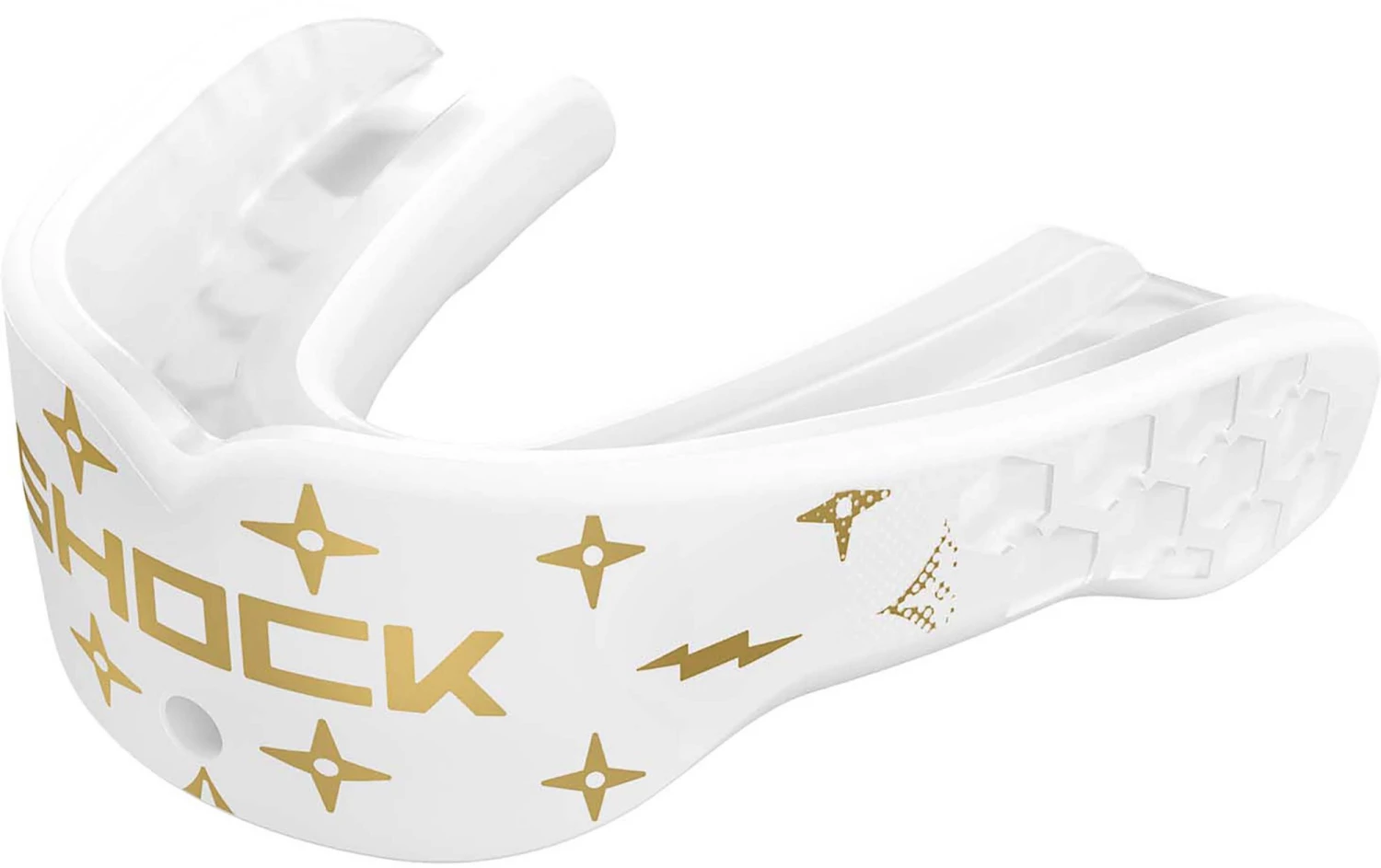 Shock Doctor Adult Gel Max Power Lux Print Mouthguard For Unisex White/gold 1 Shock Doctor Adult Gel Max Power Lux Print Mouthguard For Unisex White/gold