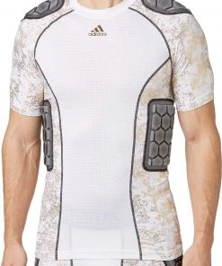Adidas Adult Techfit Gold Foil Padded Football Shirt For Men White/gold Foil
