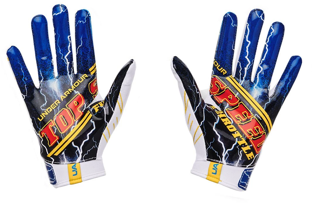 Under Armour Boys' US F7 LE Football Gloves For Girls' White/blue/yellow 2 Under Armour Boys' US F7 LE Football Gloves For Girls' White/blue/yellow - Image 2